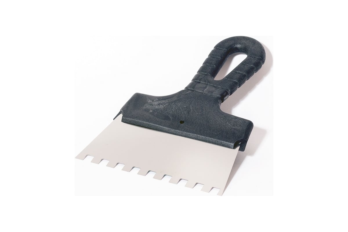 ШПАТЕЛЬ зубчатый 150 мм 8х8 мм пластиковая рукоятка нерж. сталь ИНТЕК