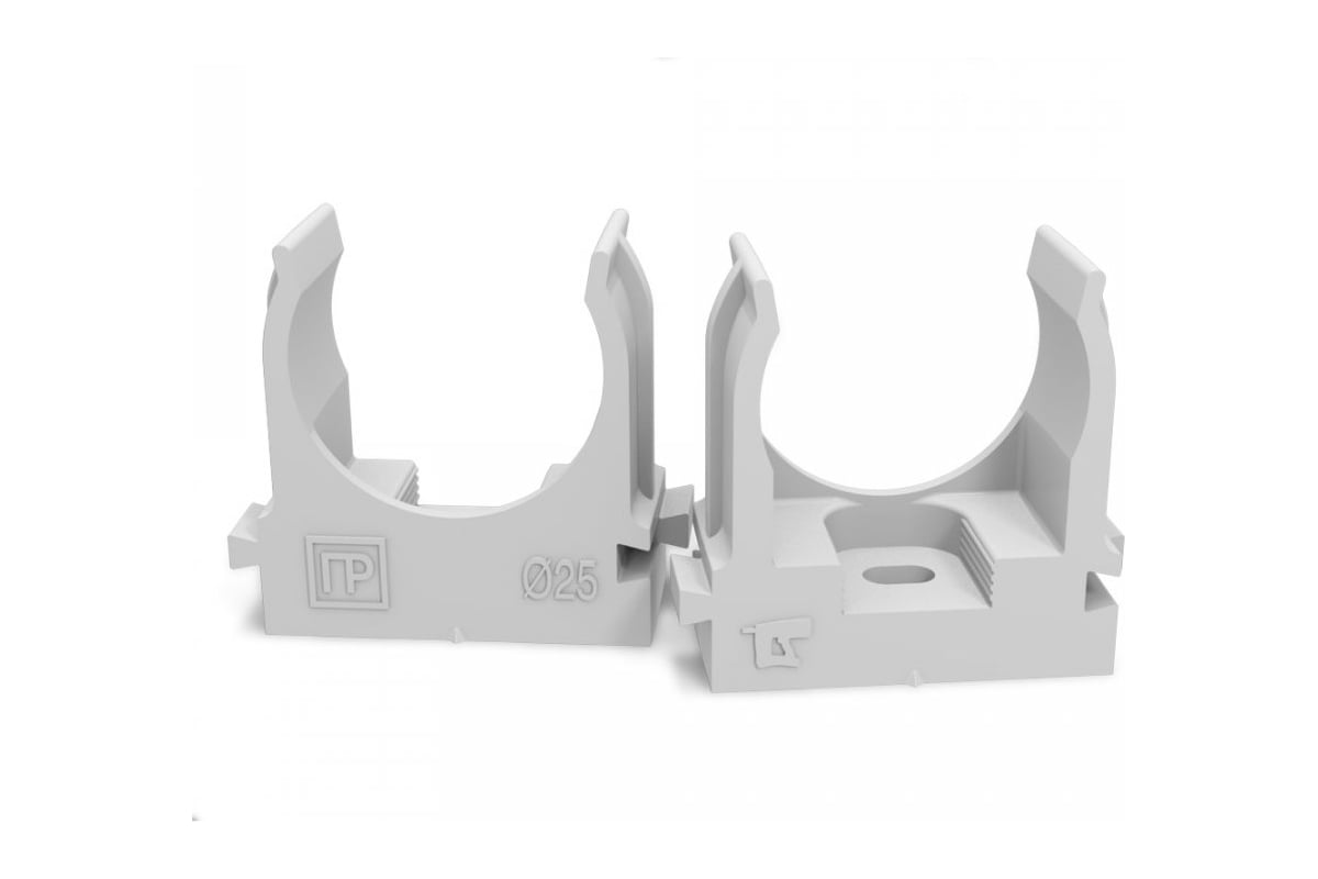 ДЕРЖАТЕЛЬ для труб D25 мм с дюбелем ПРОМРУКАВ цв. серый