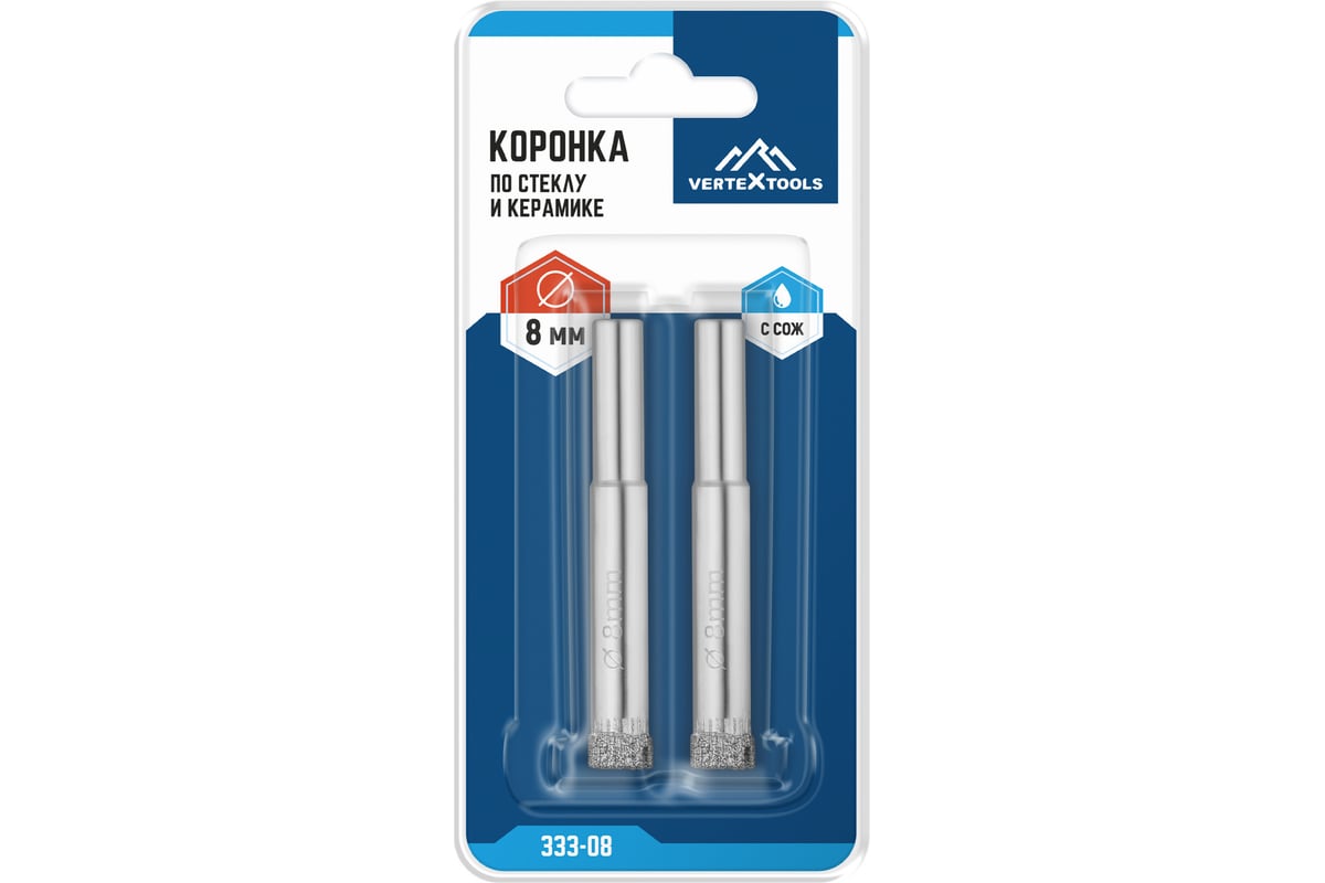 КОРОНКА алмазная 8 мм по керамике и стеклу цилиндр VERTEXTOOLS — фото 6