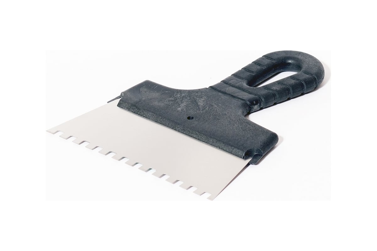 ШПАТЕЛЬ зубчатый 150 мм 6х6 мм пластиковая рукоятка нерж. сталь ИНТЕК