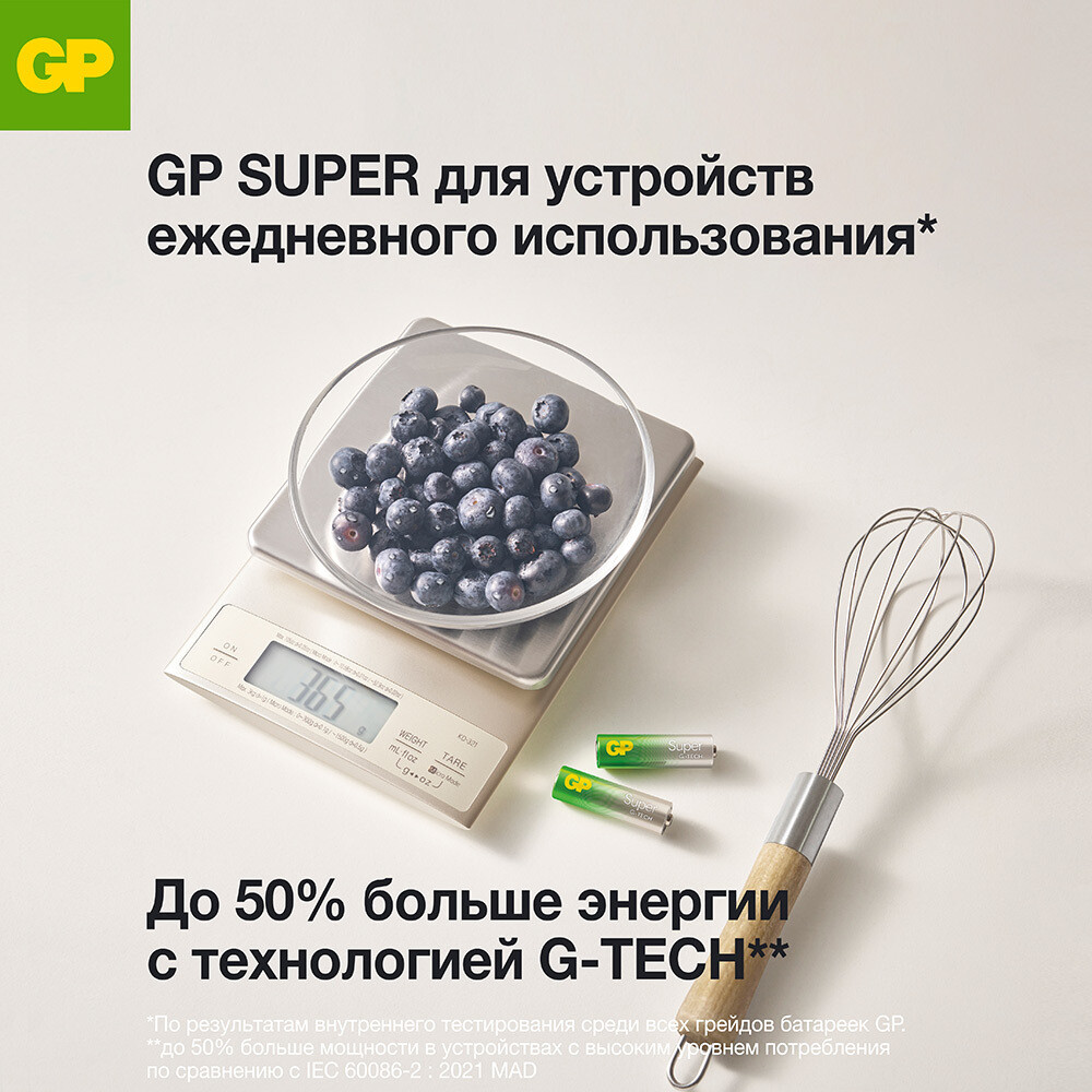 БАТАРЕЙКА AA 1,5 В алкалиновая 15 A LR6 Super Alkaline GP — фото 19