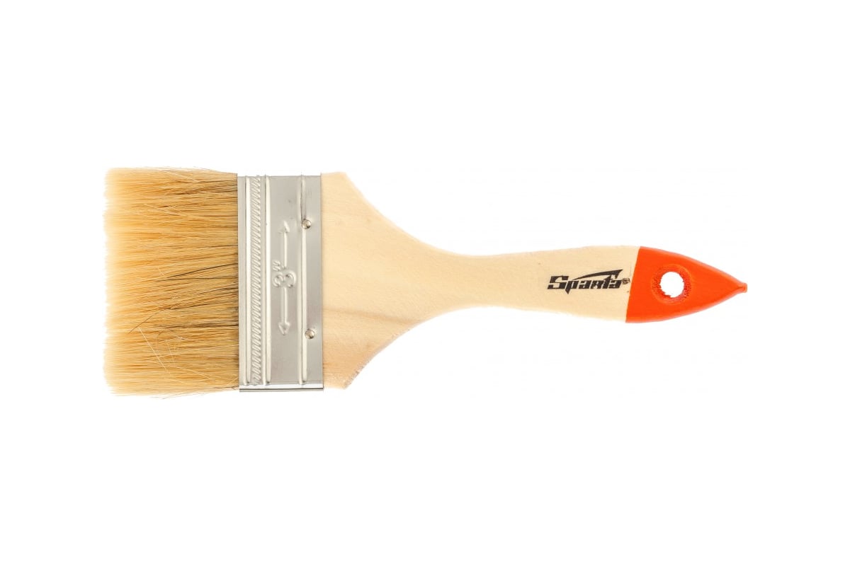 КИСТЬ флейцевая 75 мм натуральная щетина деревянная ручка Slimline SPARTA