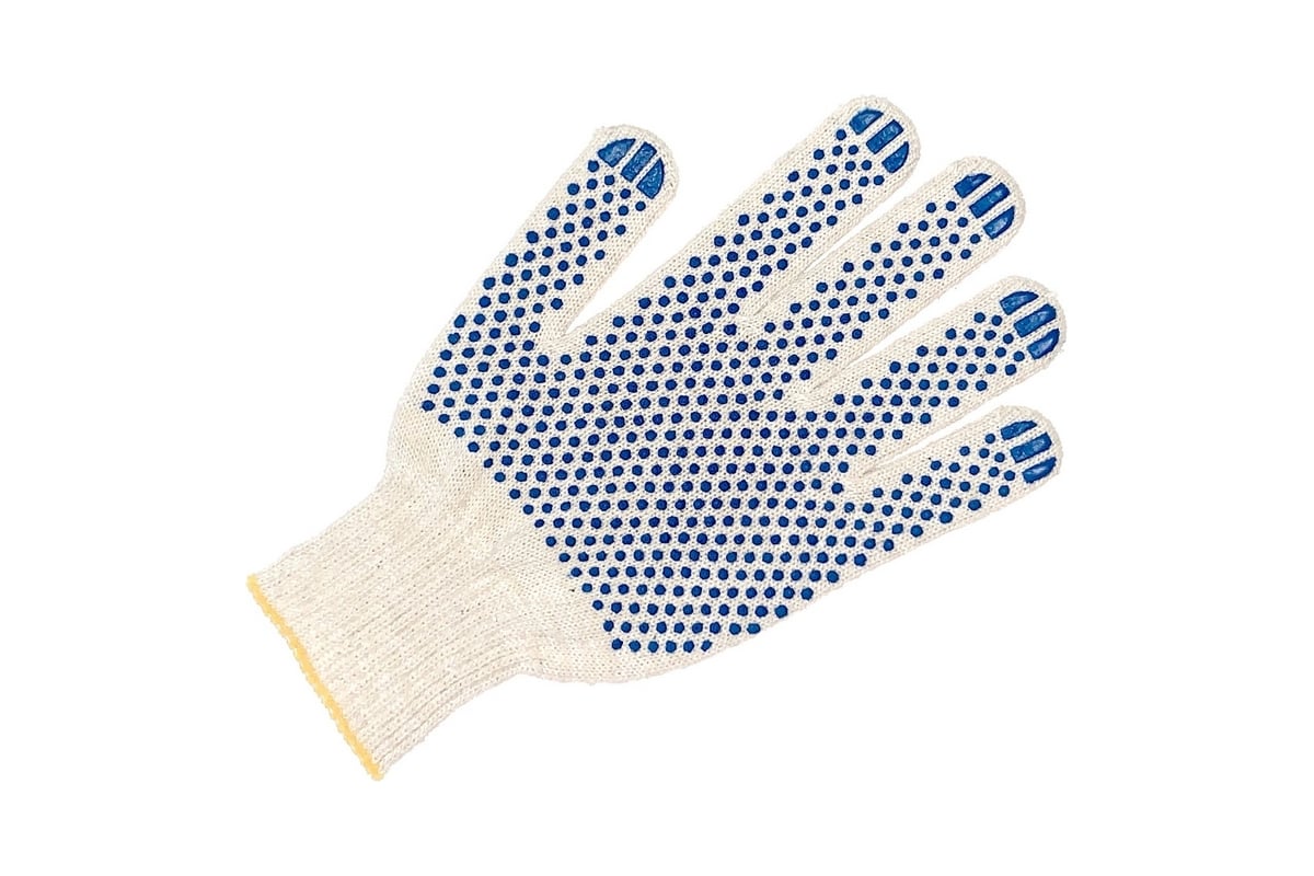 ПЕРЧАТКИ хлопчатобумажные с ПВХ 5-ниточные 10 класс цв. белый