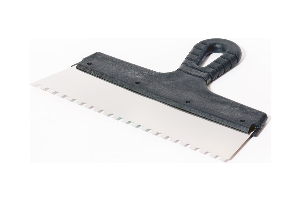 ШПАТЕЛЬ зубчатый 250 мм 6х6 мм пластиковая рукоятка нерж. сталь ИНТЕК