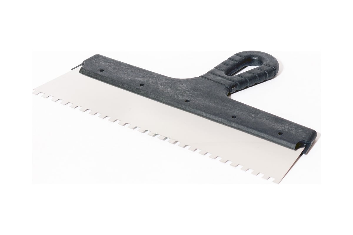 ШПАТЕЛЬ зубчатый 300 мм 6х6 мм пластиковая рукоятка нерж. сталь ИНТЕК