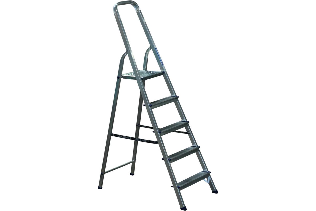 ЛЕСТНИЦА стремянка 5 ступеней матовая алюминий АЛЮМЕТ