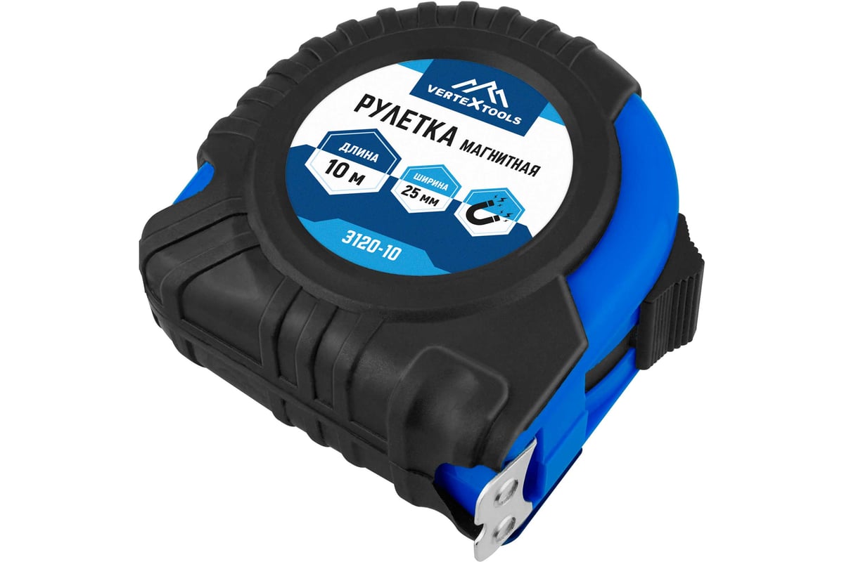 Рулетка измерительная 10 м 25 мм обрезиненный корпус VERTEXTOOLS — фото 7