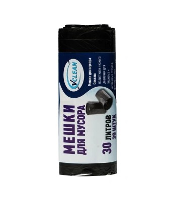 МЕШОК для мусора 30 л 60х50 см полиэтилен 30 шт VCLEAN — фото 4