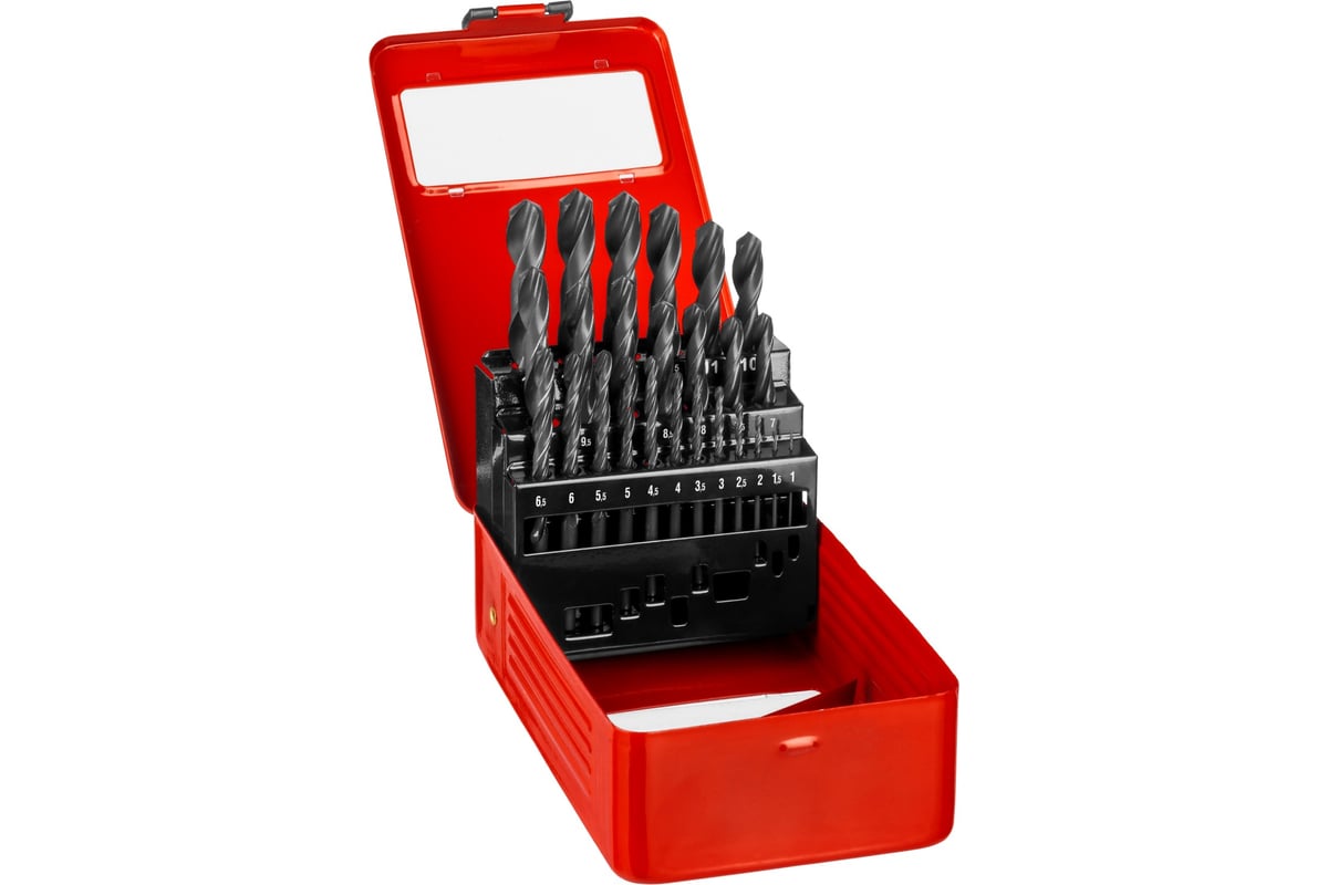 НАБОР сверл спиральных 1,0-13,0 мм по металлу цилиндр 25 шт. ЗУБР