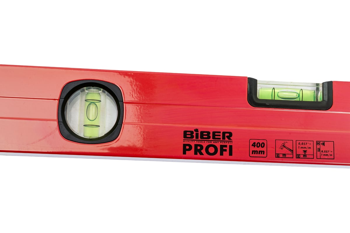 УРОВЕНЬ строительный 400 мм 3 глазка ударопрочный Профи BIBER — фото 2