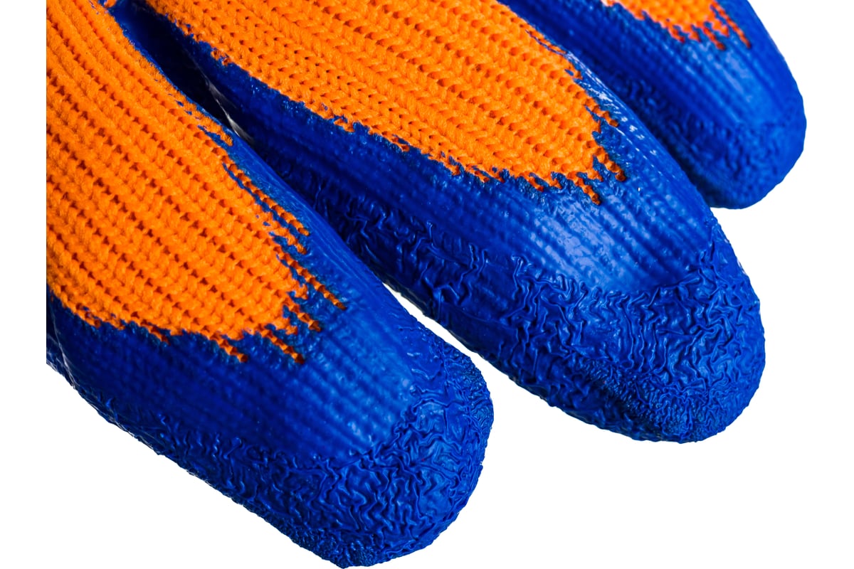 ПЕРЧАТКИ акриловые 10 класс рифленое латексное покрытие утепленные ICE цв. оранжевый — фото 6