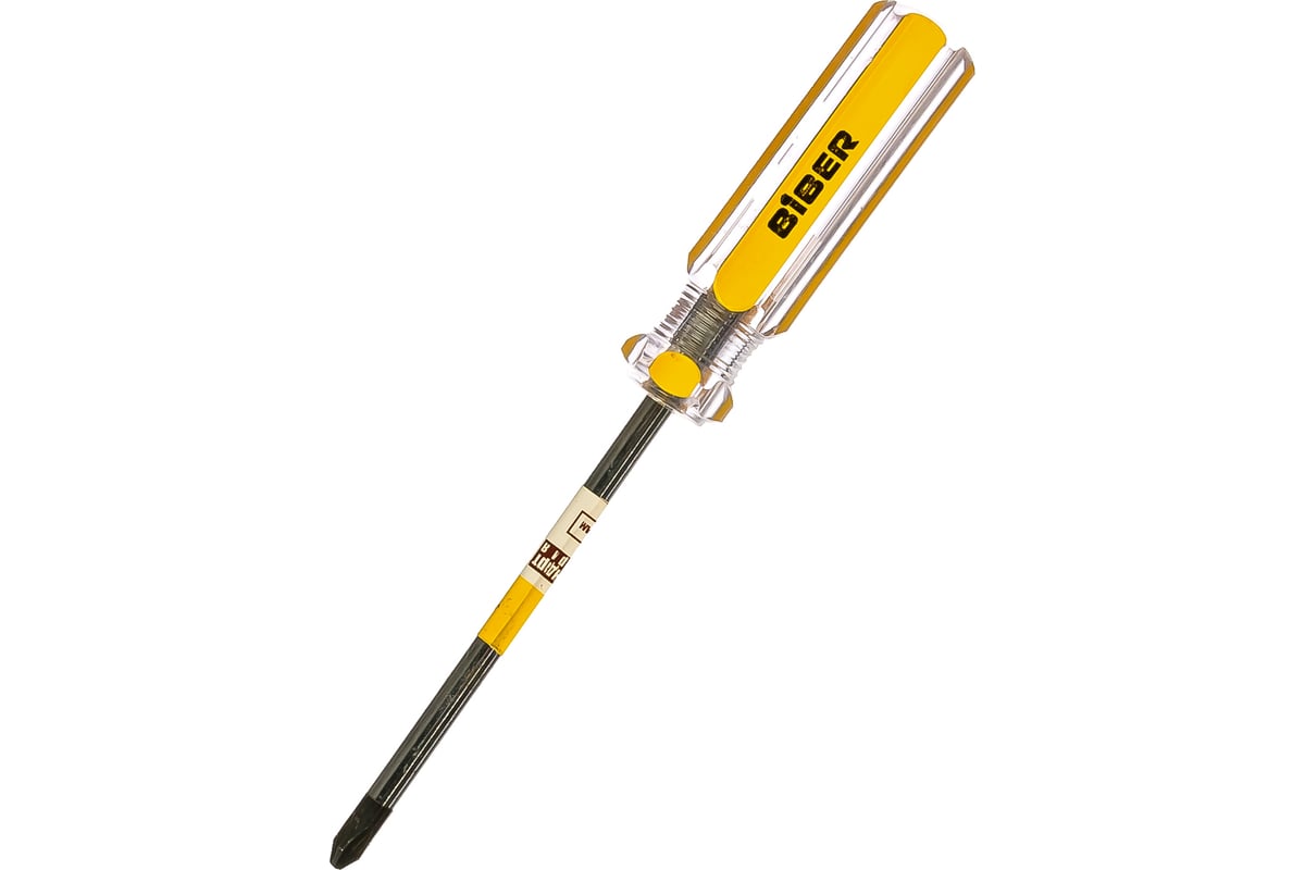 ОТВЕРТКА PH2 100 мм пластиковая рукоятка магнитный наконечник CrV Стандарт BIBER