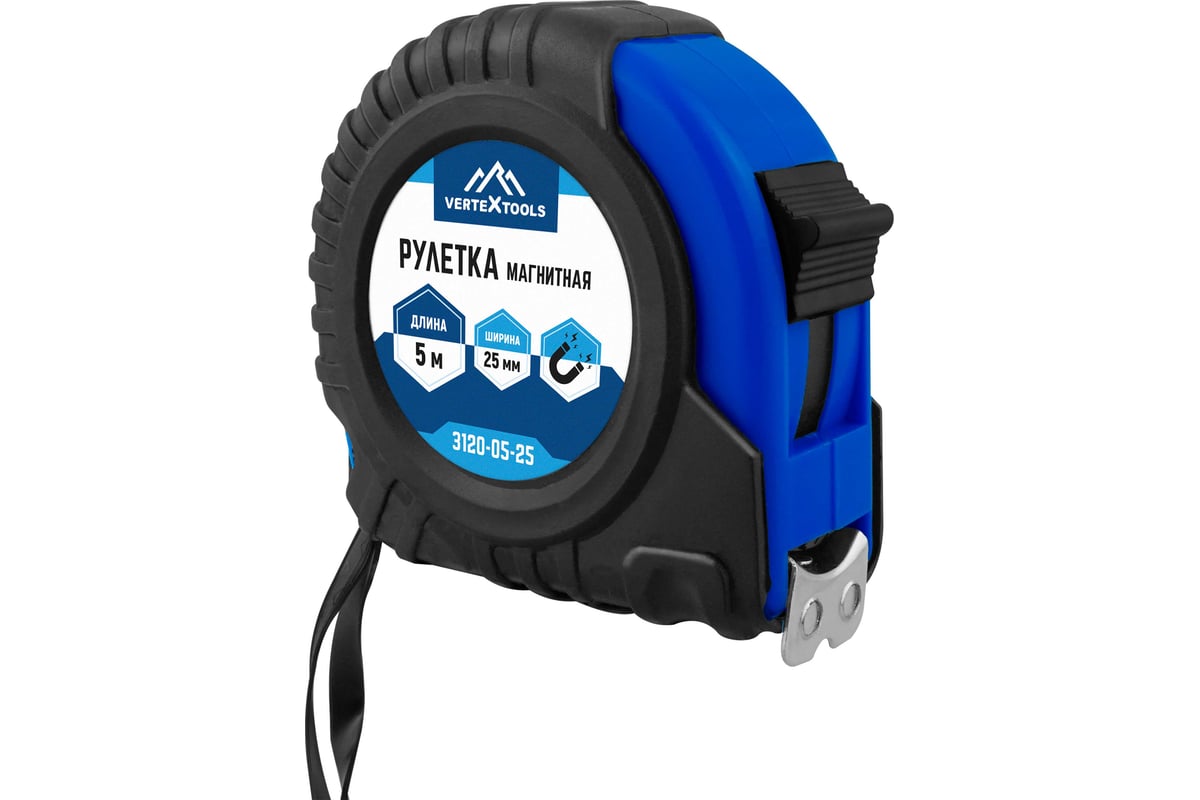 Рулетка измерительная 5 м 25 мм магнитный зацеп VERTEXTOOLS — фото 7