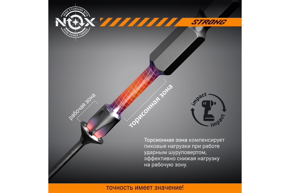 БИТА T/TX25 50 мм торсионная Е1/4" NOX — фото 8