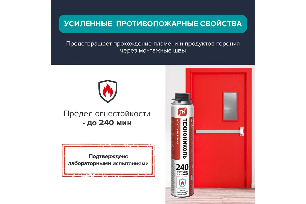 ПЕНА монтажная противопожарная 1000 мл 240 Professional ТЕХНОНИКОЛЬ — фото 4