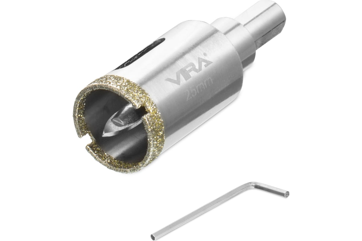 КОРОНКА алмазная 25х50 мм по керамике с центрирующим сверлом 3-гранный цилиндр VIRA