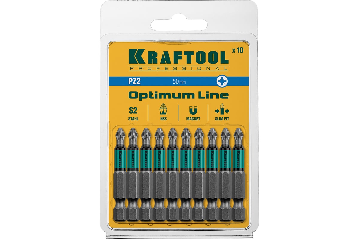 БИТА PZ2 50 мм магнитная с насечкой E1/4" Optimum Line KRAFTOOL — фото 9