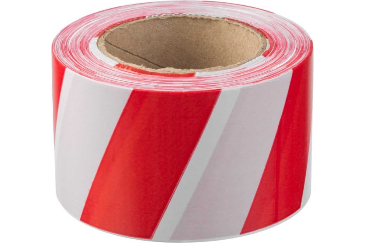 ЛЕНТА сигнальная 50 мм 35 мкм 200 м полоски цв. красно-белый