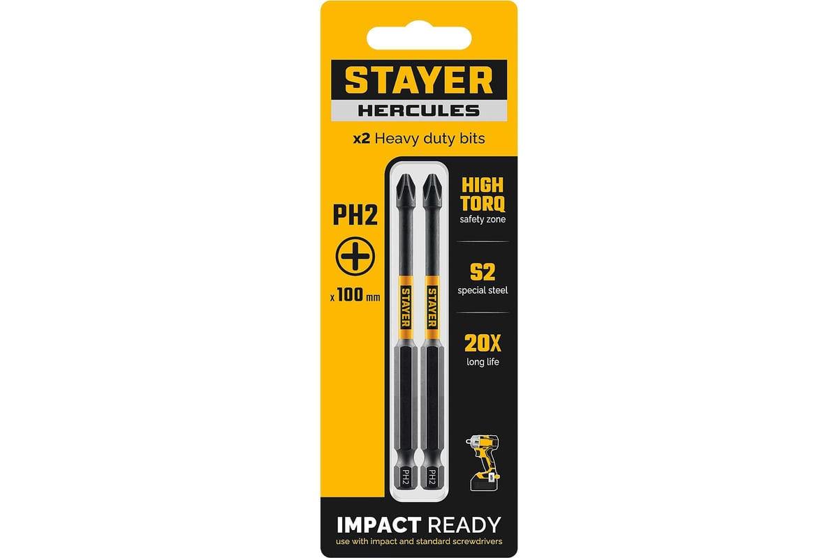 БИТА PH2 100 мм торсионная Hercules STAYER