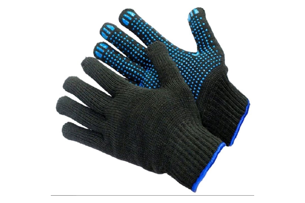 ПЕРЧАТКИ полушерстяные с ПВХ 7,5 класс цв. черный